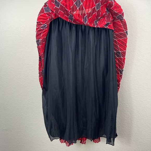 Women’s Plus Size Red Maxi Skirt Checkered Plaid Christmas Print Vintage Pleated - Picture 15 of 17